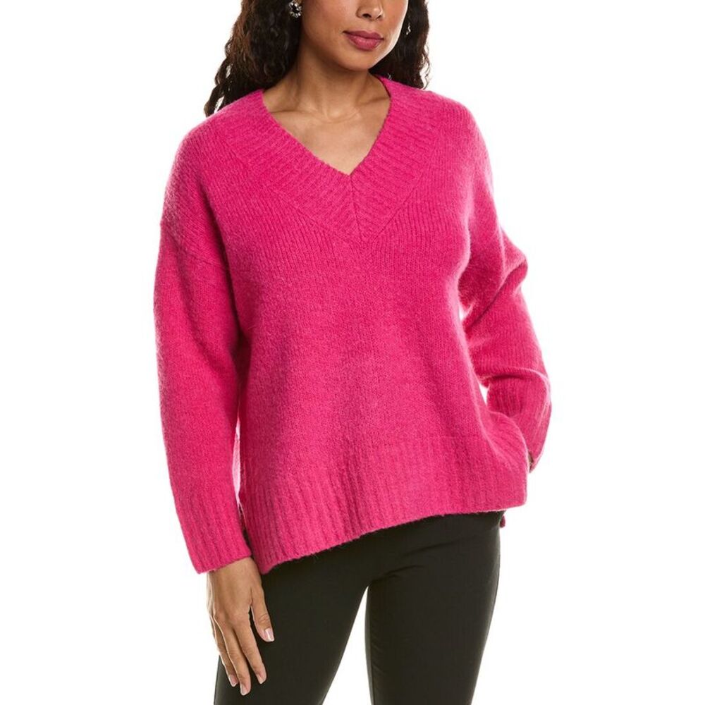 Labiz Womens  Wool & Alpaca-Blend V-Neck Sweater, Pink